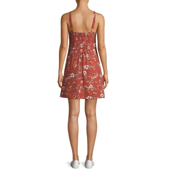 No Boundaries Rust Red Juniors Molded Cup Button Front Mini Dress - SZ L (11-13) - Picture 2 of 11
